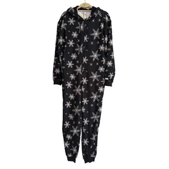 FABLETICS Womens M Black Snowflake Hooded Cozy Fleece Full Zip - Picture 3 of 10